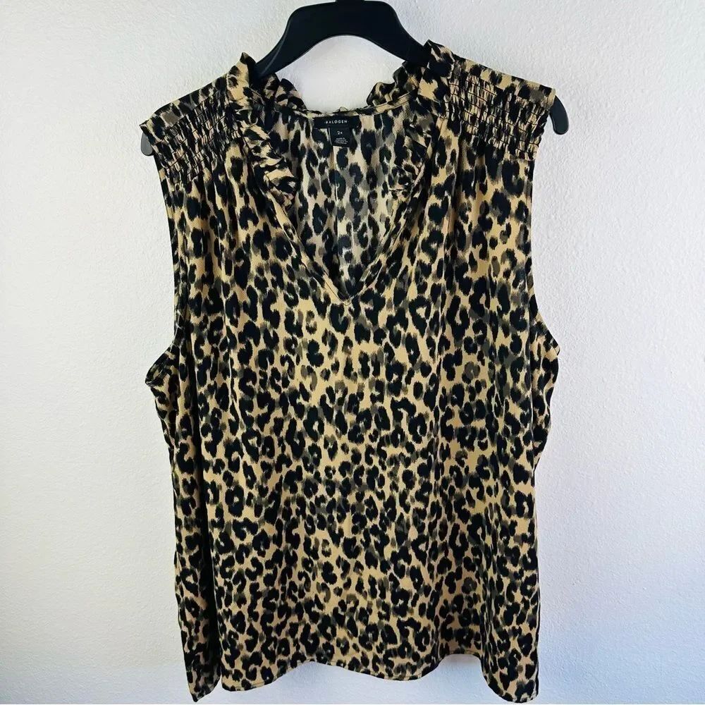 Halogen Sleeveless Animal Print Blouse Size 2X